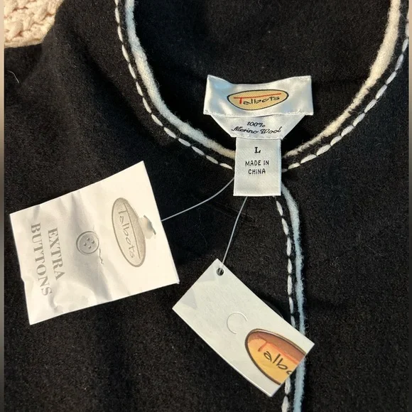 Talbots Black Merino Wool Military Coat 🆕 - Picture 5 of 8